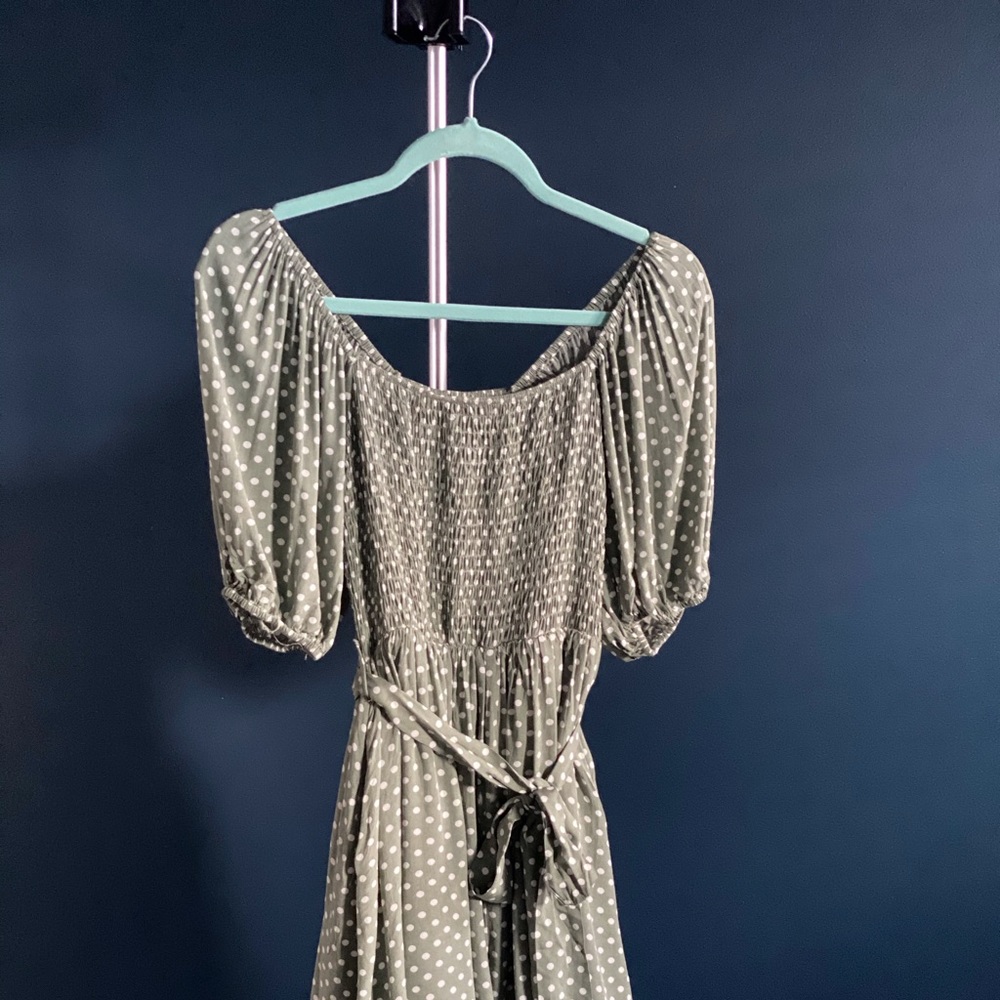 Boutique Green Polka Dot Romper with Pockets
